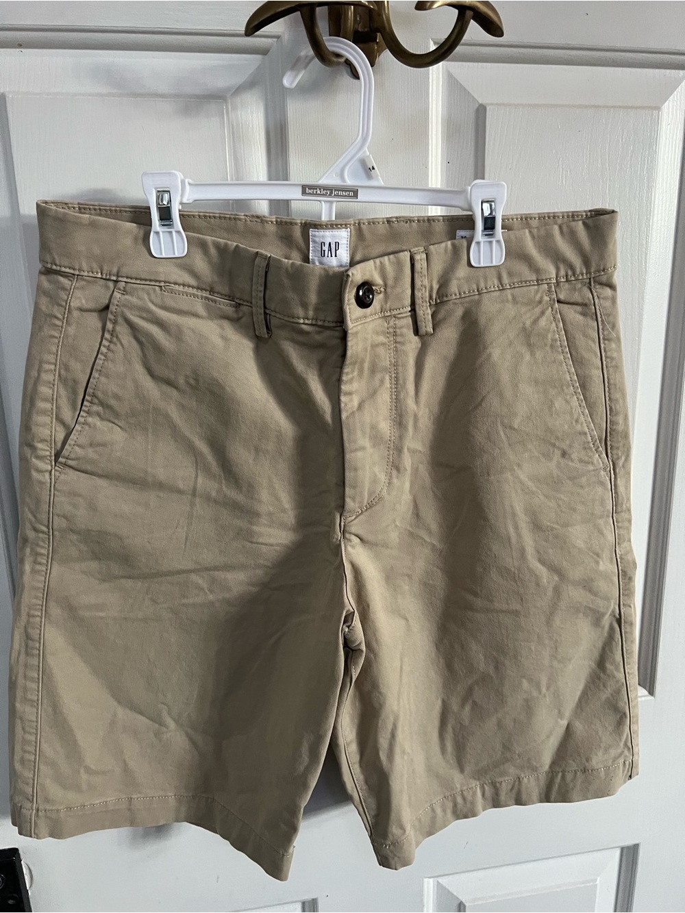 GAP Men's Beige Flat-Front Chino Shorts